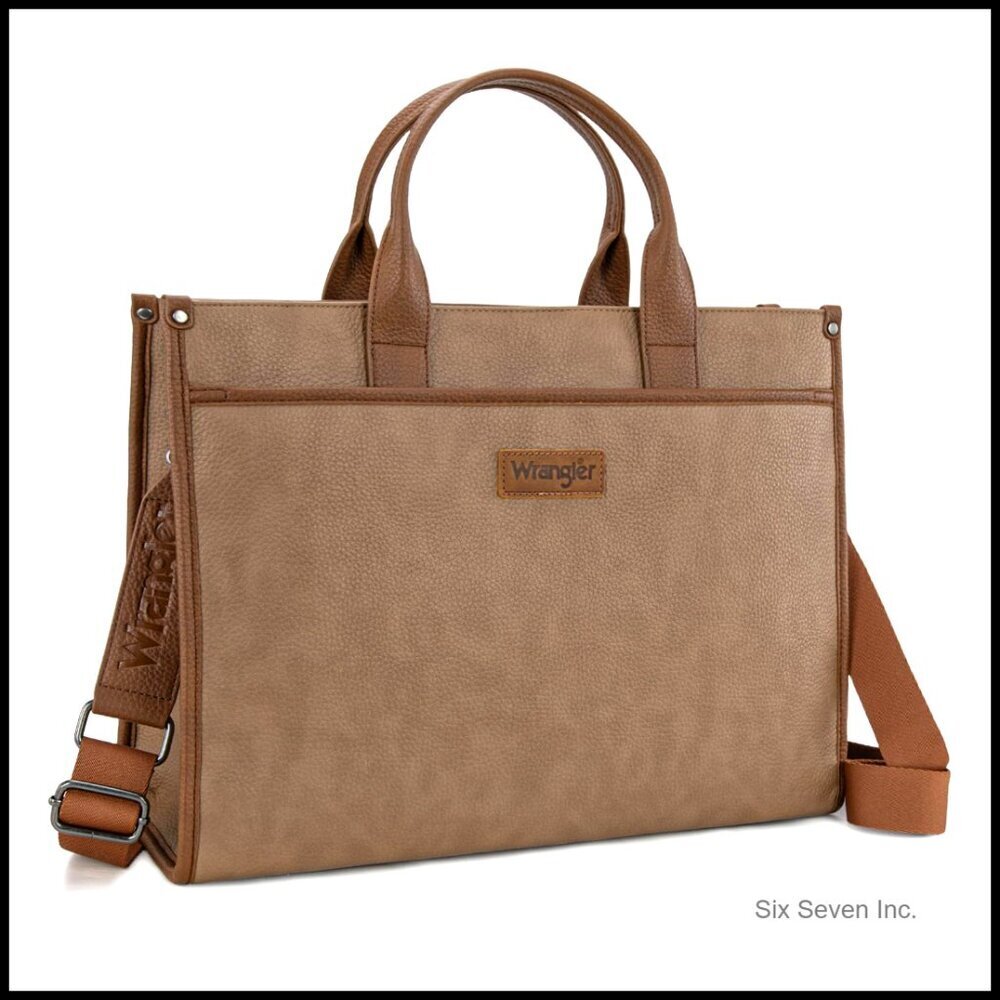 Vintage Leather Laptop Tote Bag Adjustable Strap Professional Business Briefcase